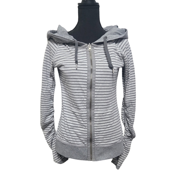 Lululemon Reversible Gray Striped Women's Hoodie - Picture 2 of 7
